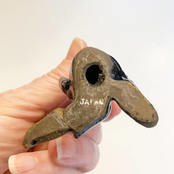 Vintage Elf Figurine Pixie Sprite Ceramic Black Sitting Japan 3" - Picture 2 of 9